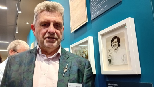 Timothy Gascoyne, partner of the late Linda Craig Forbes, with Linda's picture in the She Sees exhibition Image:Timothy Gascoyne, partner of the late Linda Craig Forbes, with Linda's picture in the She Sees exhibition